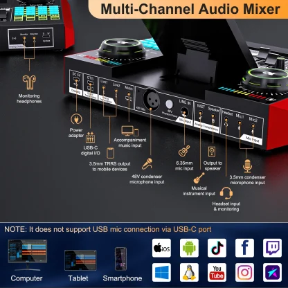 Tenlamp G10 PKPRO- Audio Interface Mixer Sound Card - Image 7
